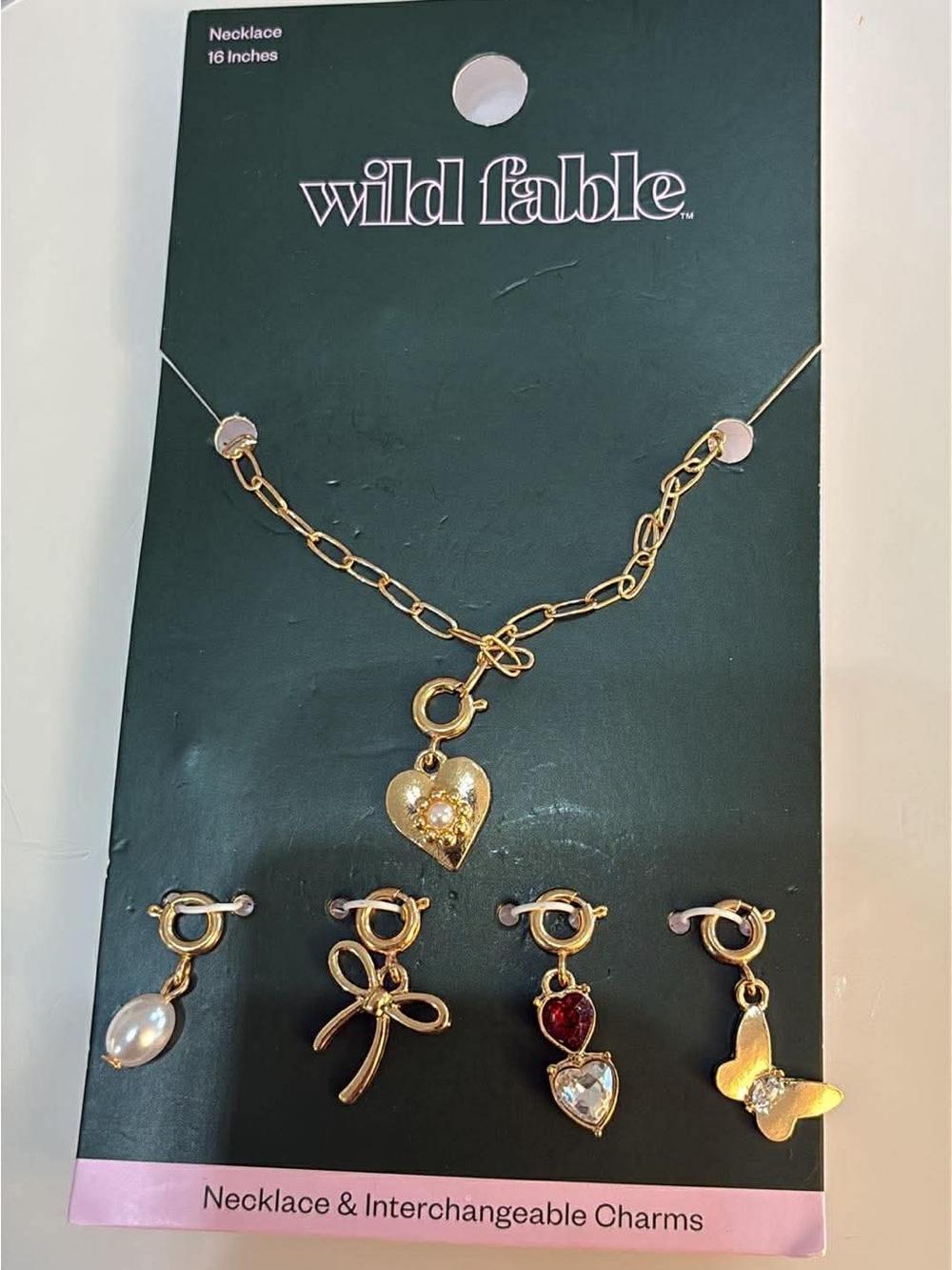 Wild Fable Gold Heart Pendant Necklace with Interchangeable Charms - Gold